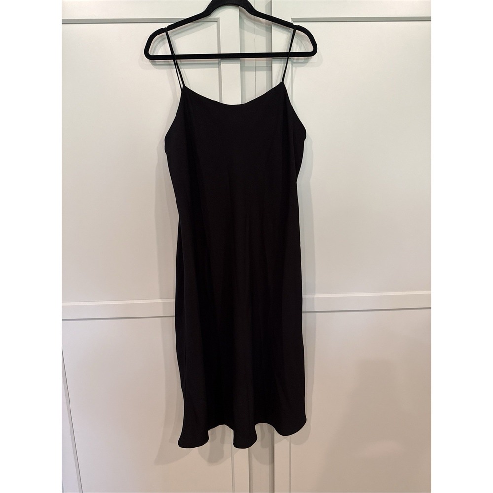SPANX Women's XL Black Spaghetti Strap Midi Dress Round Neck Lined Shapewear
